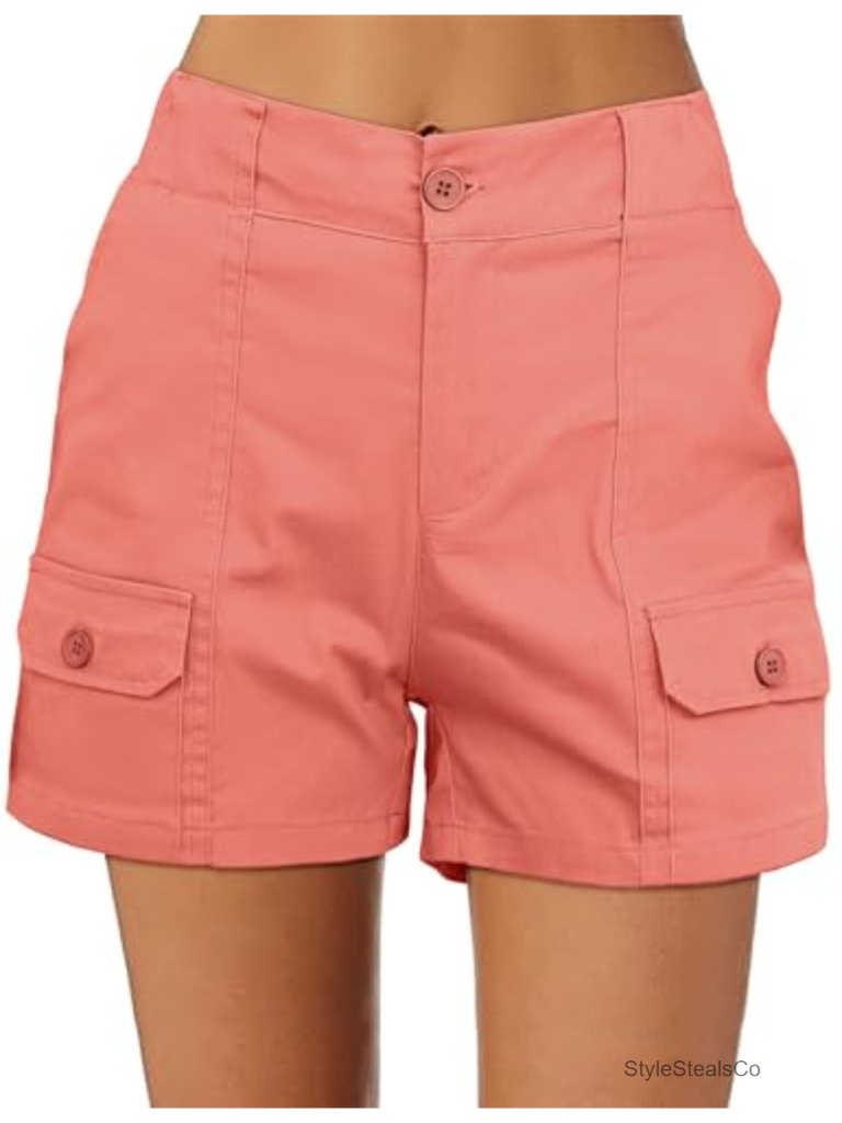 High Waisted Cargo Shorts With Pockets Elastic Waist Women's Casual Summer